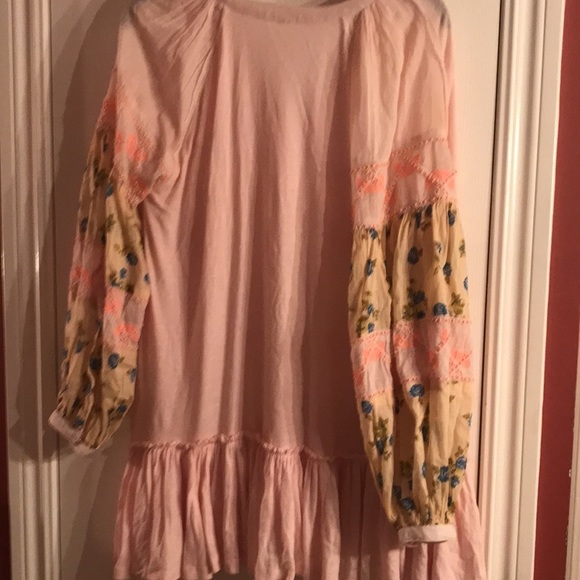 Free people tunic top shirt sleeves beaded xs 0 2 pink - Picture 6 of 6